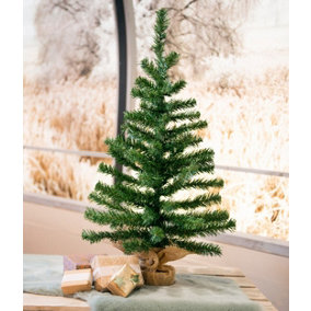 45cm Mini Artificial Tabletop Christmas Tree Natural Jute Bag Compact Xmas Tree