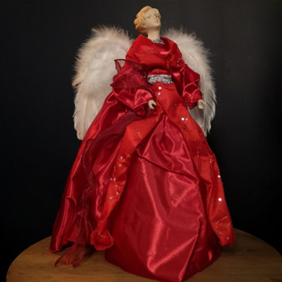 45cm Premier Christmas Angel Tree Topper Decoration in Red and Silver Price Comparisons | Compare The Build
