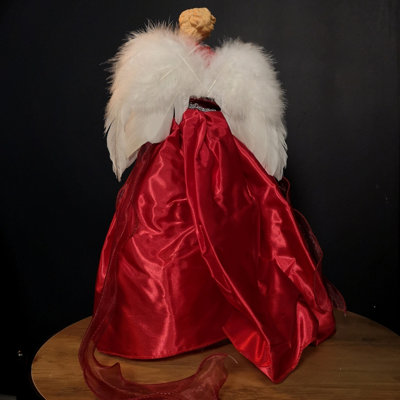 45cm Premier Christmas Angel Tree Topper Decoration in Red and Silver - 6