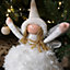 45cm Premier Christmas Standing Angel Decoration with Feather Skirt in White & Silver