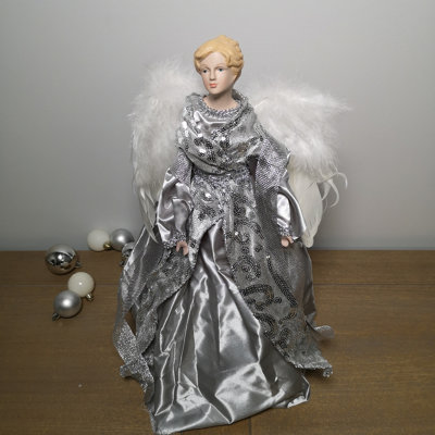 45cm Premier Christmas Tree Topper Angel Decoration in Grey and Silver Price Comparisons | Compare The Build