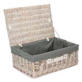 45cm White Picnic Basket with Grey Lining