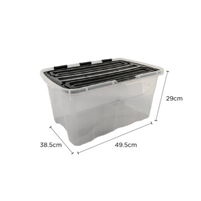 45L Clear Plastic Storage Box with Flip-Top Lid - Stackable Home ...