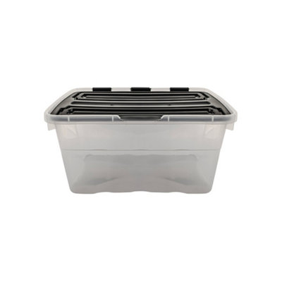 45L Clear Plastic Storage Box with Flip-Top Lid - Stackable Home ...