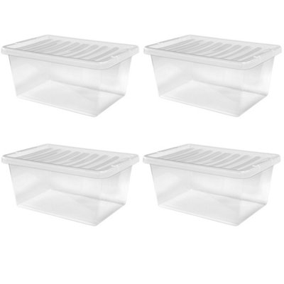 45L Plastic Storage Boxes With Clip Lids Set of 4