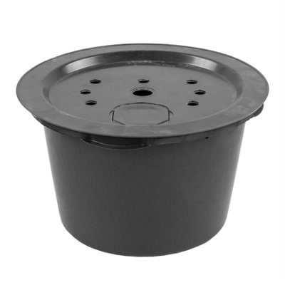 45L Pond Sump with Lid Round Bucket for Garden Water Feature Tub Pebble Pool Wildlife Reservoir Refuge Fish Plastic Heavy Duty