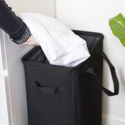 45L Slim Laundry Basket with Handles Black - 3