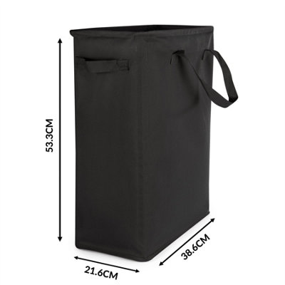45L Slim Laundry Basket with Handles Black - 6