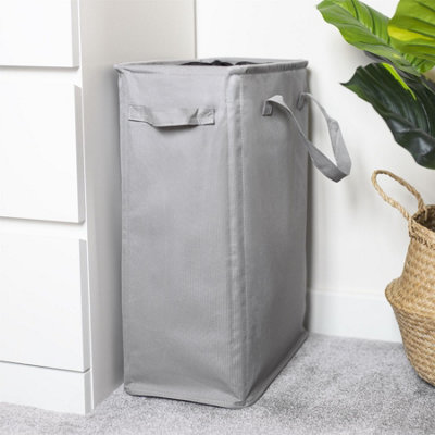 45L Slim Laundry Basket with Handles Grey