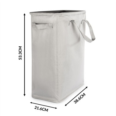 45L Slim Laundry Basket with Handles Grey - 6