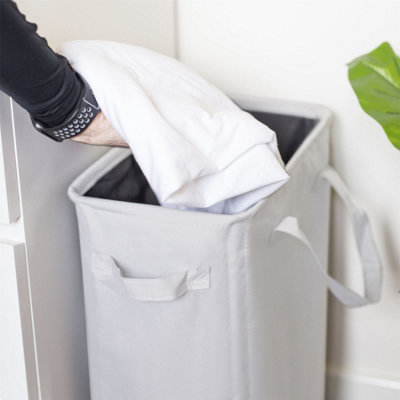 45L Slim Laundry Basket with Handles White - 4
