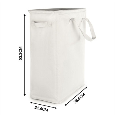45L Slim Laundry Basket with Handles White - 6