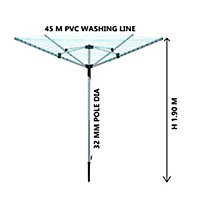45M 4 Arm PVC Coated Rotary Airer