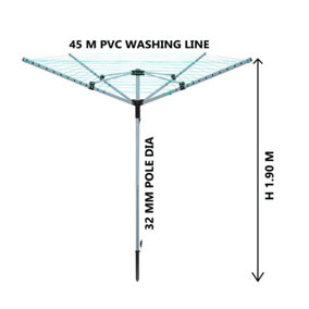 45M 4 Arm PVC Coated Rotary Airer