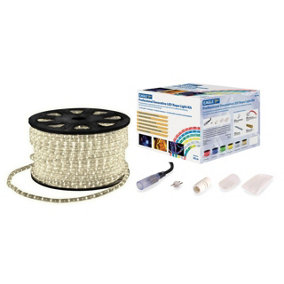 45m LED Rope Light Kit - Cut To Size Flexible Tube Indoor Outdoor Ultra Bright Strip Lighting Set for Home or Garden - Cool White