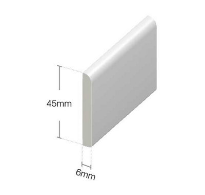 45mm Pencil Round Flat Architrave in White - 5m