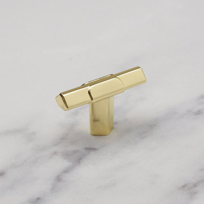 45mm Polished Brass Triangle Cabinet T-Bar Pull Handle Gold Kitchen Cupboard Door Drawer Wardrobe Furniture Replacement