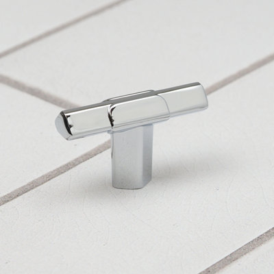 45mm Polished Chrome Triangle T-Bar Cabinet Pull Silver Kitchen Cupboard Door Drawer Handle