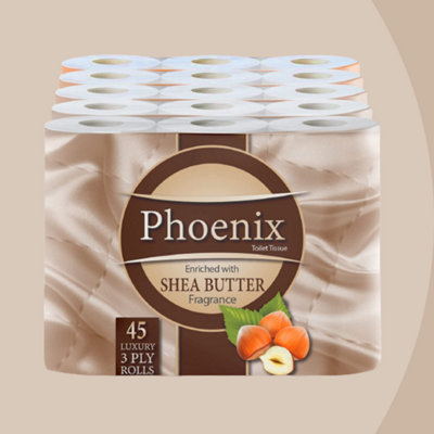 45pk Triple Quilted Shea Butter Scented Toilet Roll Luxury Soft Toilet Paper 3ply