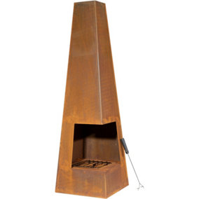 45x150cm CORTEN STEEL Chininea Wood Burner - Fire Pit Garden Heater Outdoor Rust