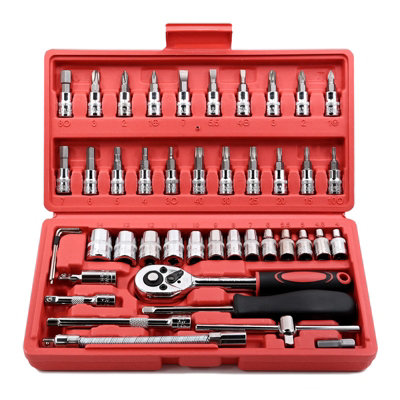 46 Pieces  1/4 inch Drive Socket Ratchet Wrench Set