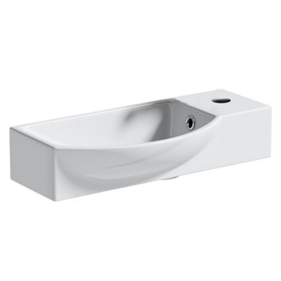 460mm Curved Wall Hung 1 Tap Hole Basin Matt Black Form Tap ...