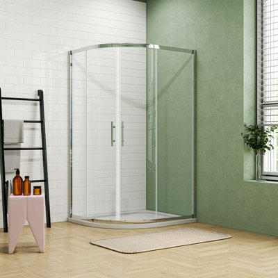 Probaty Bathrooms Quadrant Shower Enclosure Walk In Corner Cubicle 6mm Glass Screen Door 900X760mm from B&Q