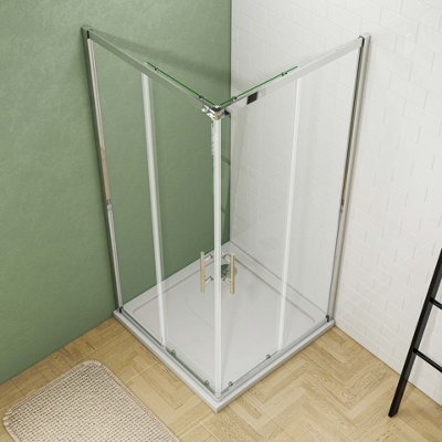 Probaty Bathrooms Corner Entry Shower Enclosure And Shower Tray Walk In Cubicle Sliding Glass Door 760X760mm from B&Q