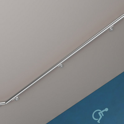 AVER-GROWTH 220Cm 304 Stainless Steel Wall-Mounted Handrail KitConnectableSilver from B&Q
