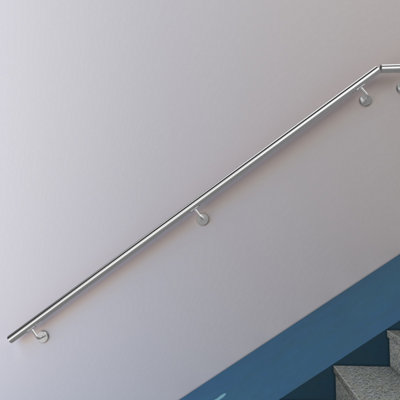 AVER-GROWTH 240Cm 304 Stainless Steel Wall-Mounted HandrailConnectableSilver from B&Q