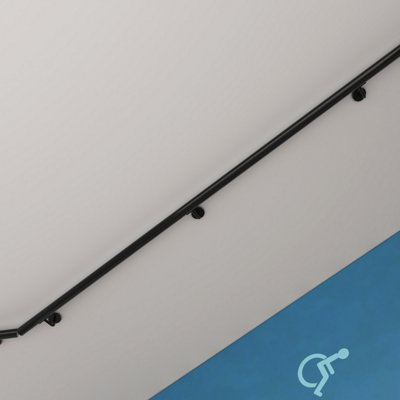 AVER-GROWTH 200Cm 304 Stainless Steel Wall-Mounted Handrail KitConnectableBlack from B&Q