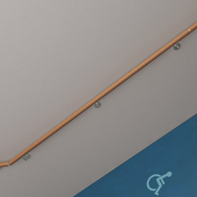 AVER-GROWTH 200Cm 304 Stainless Steel Wall-Mounted Handrail KitConnectableBrown from B&Q