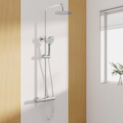 Sline Chrome Thermostatic Mixer Shower 3-Mode Handheld Rainfall Head Anti-Scald Pressure Balance Wall-Mounted from B&Q