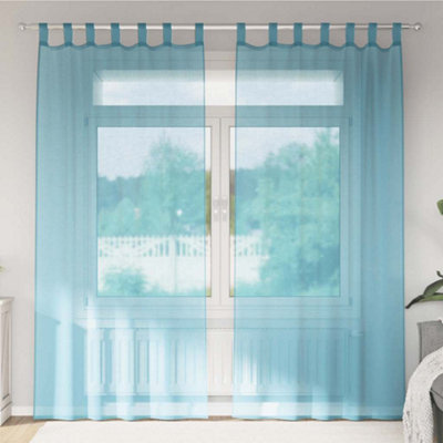 Berkfield Voile Curtains With Loops 2 Pcs Turquoise 140X245 Cm from B&Q