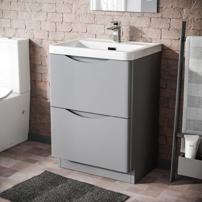 Nes Home Merton 600mm Freestanding Modern Matte Grey Mdf Vanity With Basin from B&Q