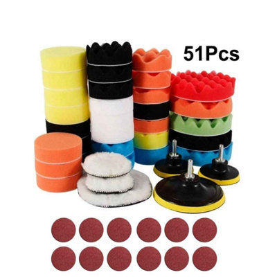 51Pcs Polishing Pads KitSponge Waxing Buffing Car Drill Attachment from B&Q