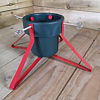 46cm Four Legged Christmas Tree Stand Green Red Metal with Water Container