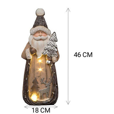 46cm Santa Forest Figurine Christmas Resin Battery Operated LEDs Decoration