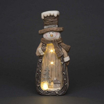 46cm Snowman Scene Figurine Christmas Resin Battery Operated LEDs Decoration Price Comparisons | Compare The Build