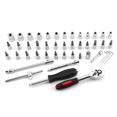 46PCS DRIVE RATCHET SOCKET SET, SOCKET WRENCH RATCHET TOOLS KIT WITH ...