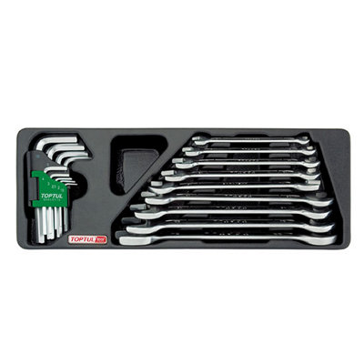 Toptul 18 Piece Double Open End And Hex Key Wrench Set Metric Robust Gaat1802 from B&Q