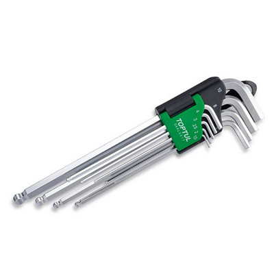 Toptul Ball-Point Hex Key Wrench Set 9Pc Extra-Long Metric 1.5-10mm Gaal0917 from B&Q