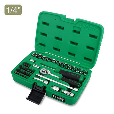 Toptul 1/4 Inch Drive Flank Socket And Bit Set 41 Pieces Metric Robust Gcai4102 from B&Q
