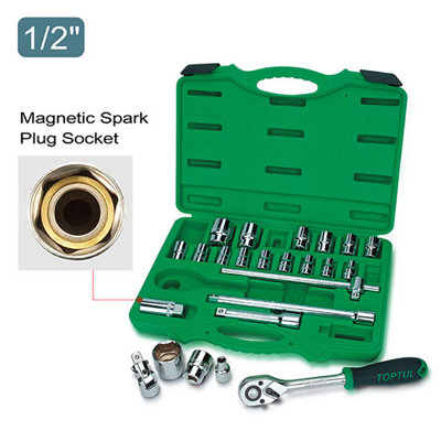 Toptul 1/2 Inch Drive 6 Point Flank Socket Set Metric 24 Pieces Robust Gcai2404 from B&Q
