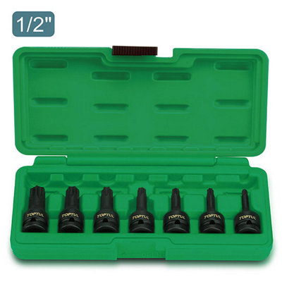 Toptul 7Pcs 1/2 Inch Star Drive Torx Impact Socket Set Garage Tool Cr-Mo Gdai0701 from B&Q