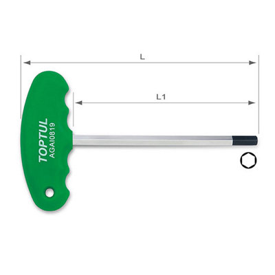 Toptul Sliding T-Type Hex Key Wrench 4mm Metric 3-Way Handle 150mm Long Agai0419 from B&Q