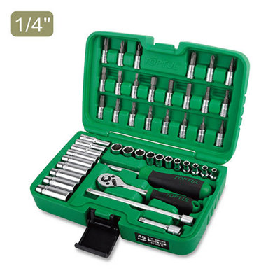 Toptul Socket & Tool Set 1/4 Inch Drive 46 Pieces Metric Robust Tools Gcai4601 from B&Q