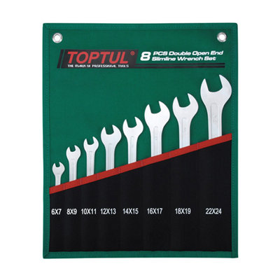 Toptul Double Open End Slimline Wrench Set 8 Pieces Metric Robust Graj0801 from B&Q