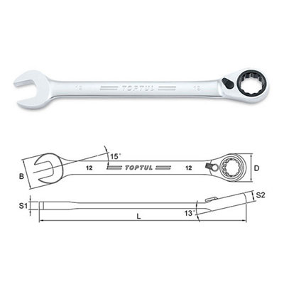Toptul 9mm Ratchet Spanner Combination Wrench Flexible Head Ring Metric Abaf0909 from B&Q