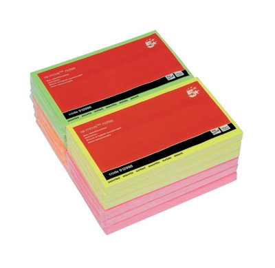 Fivestar 5 Star Re-Move Notes Repositionable Neon Pad Of 100 Sheets 76X127mm Assorted Pack Of 12 from B&Q